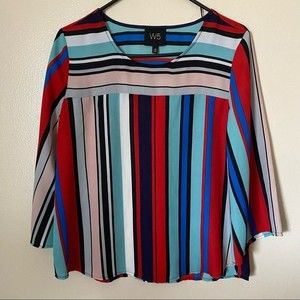 W5 Multicolor Striped 3/4 Sleeve Blouse